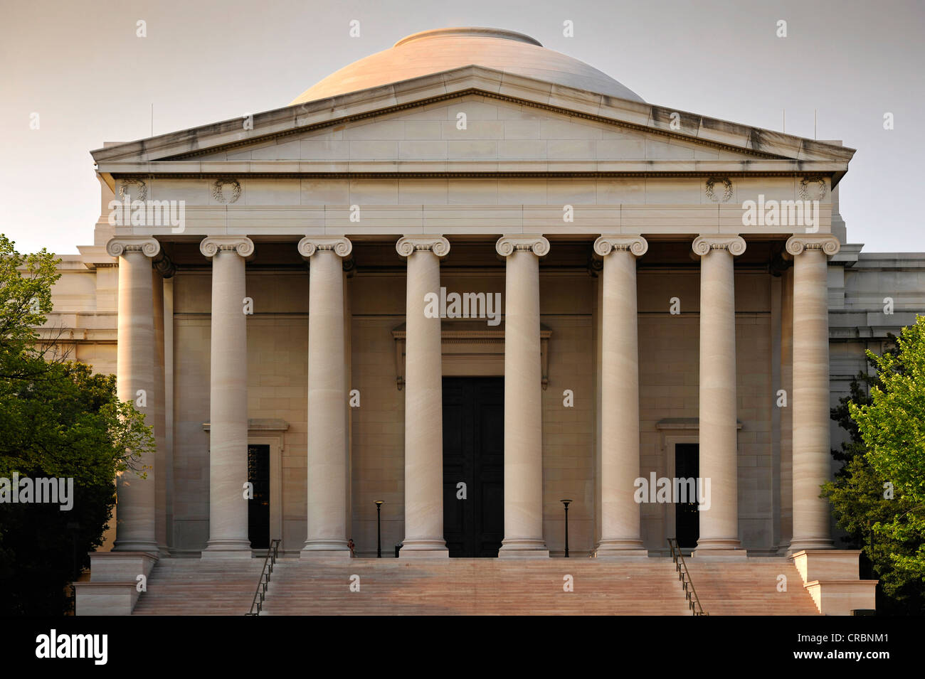 Evening light on the neo-classical facade of the West Building of the National Gallery of Art, Smithsonian Institution Stock Photo