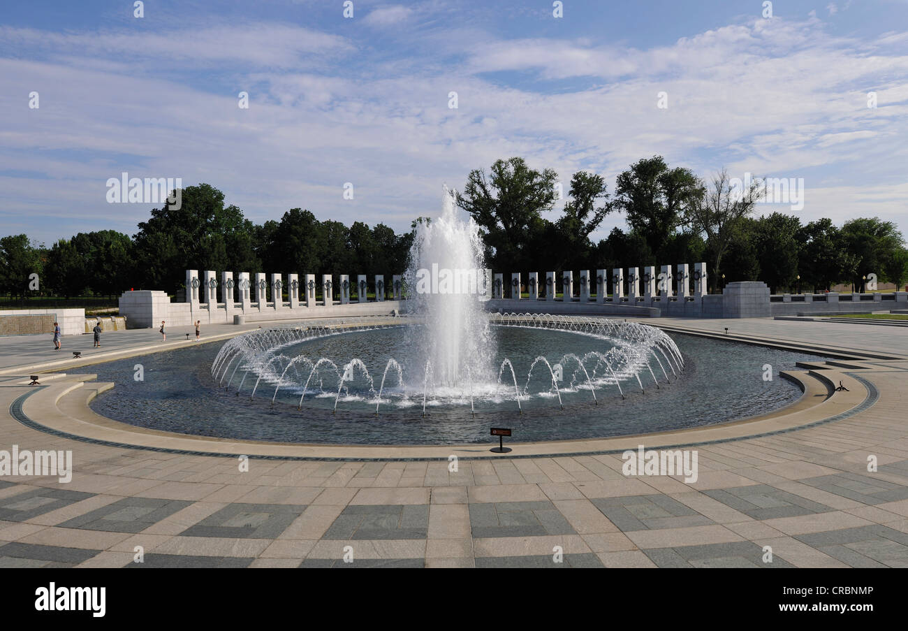 Central fountain, National World War II Memorial, WWII Memorial or Second World War Memorial, Washington DC Stock Photo