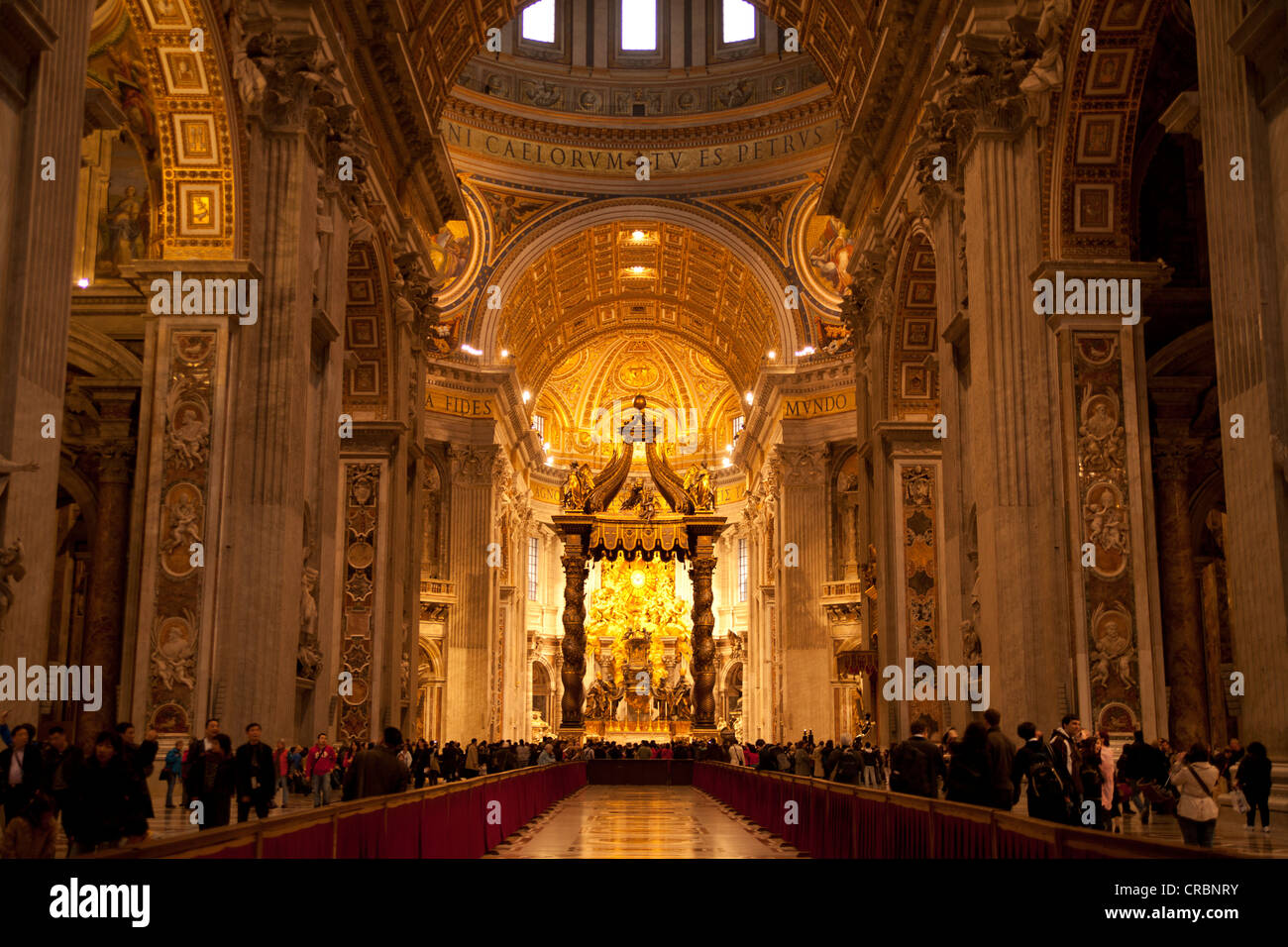 Papal altar with canopy, interior, St. Peter's Basilica, Vatican City, Rome, Lazio, Italy, Europe Stock Photo
