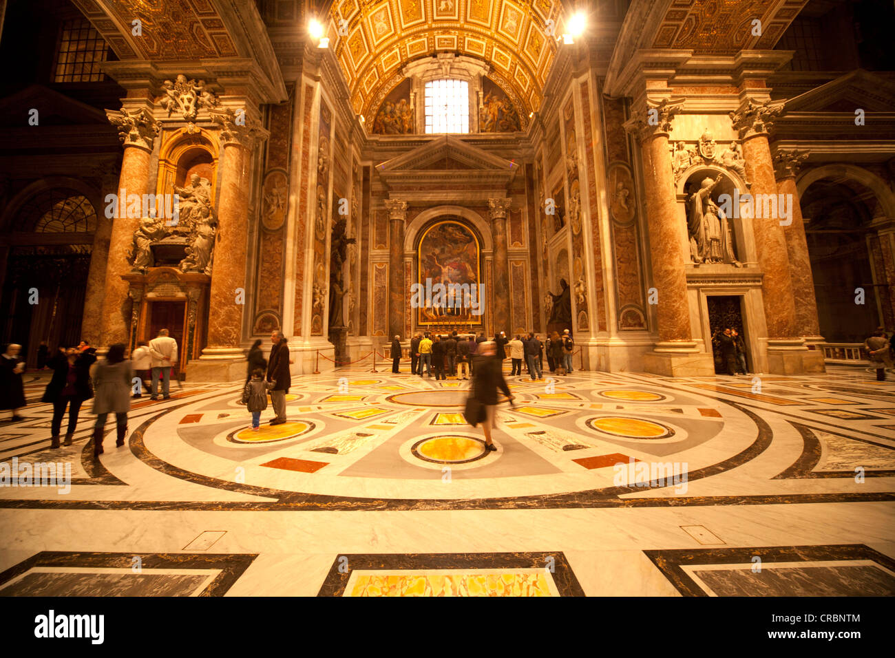Visitors in the interior, St. Peter's Basilica, Vatican City, Rome, Lazio, Italy, Europe Stock Photo