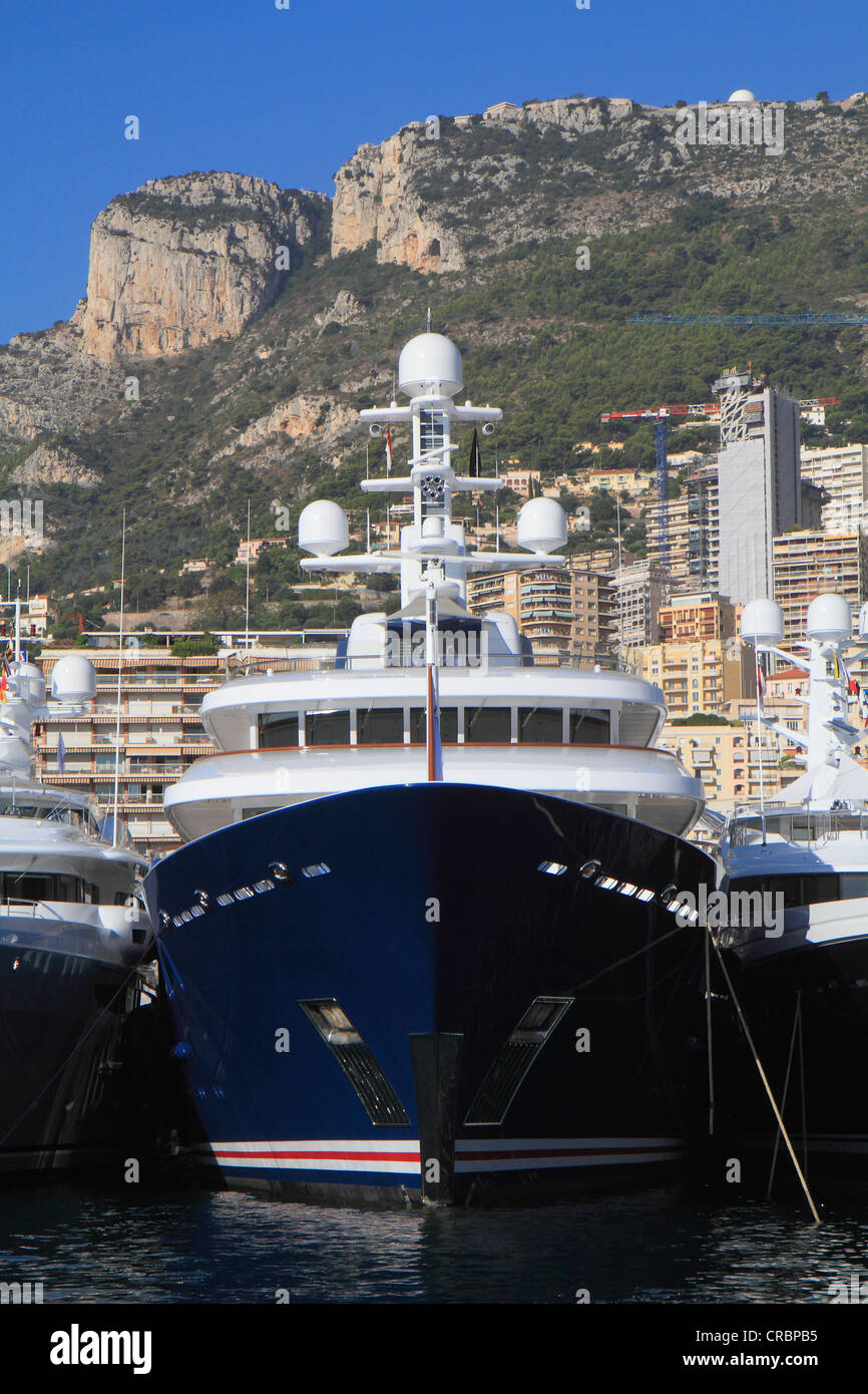 Motor yacht, Northern Star, built by Luerssen Yachts, overall length 75.40 m, built in 2009, in Port Hercule Stock Photo