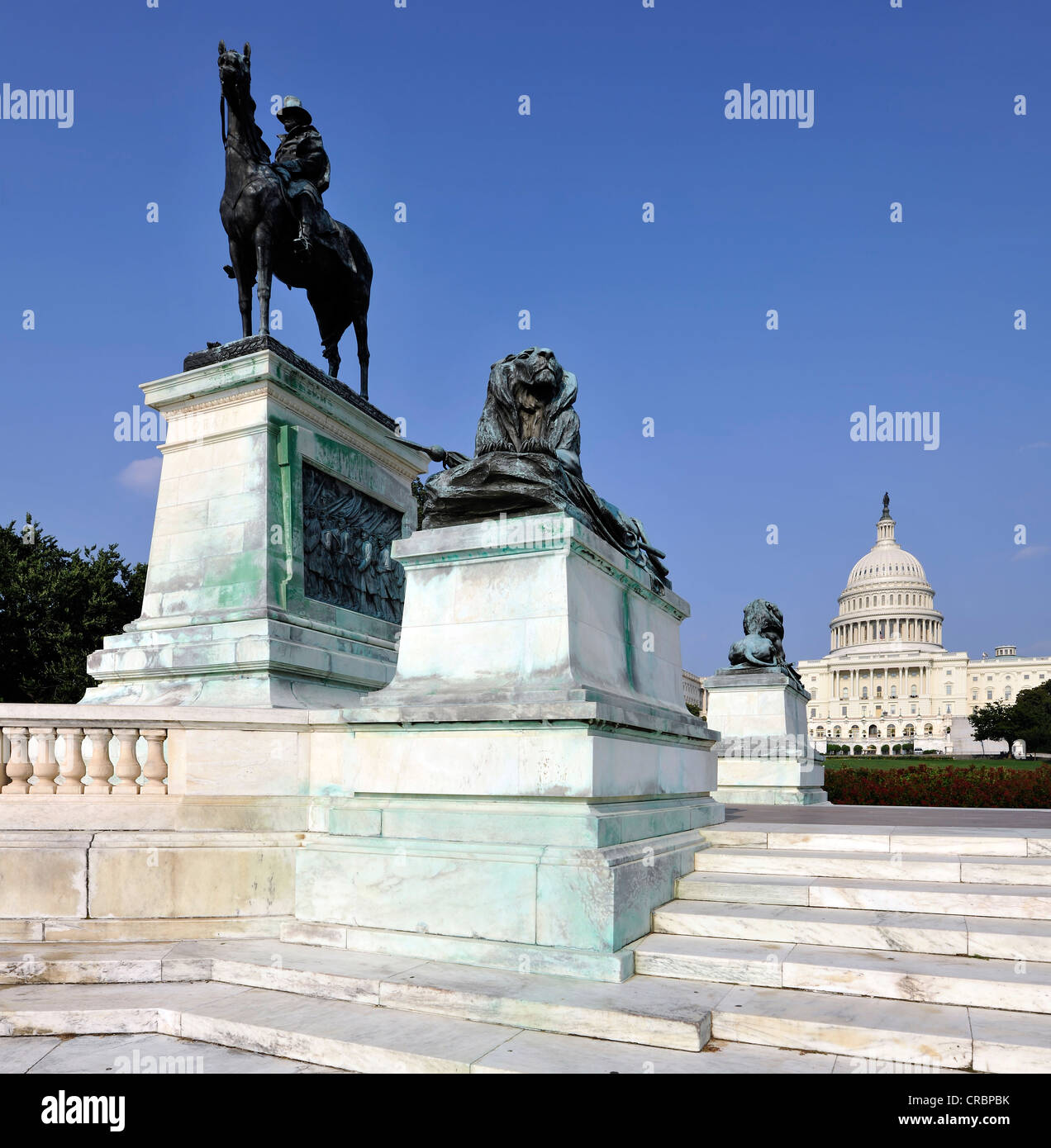 Equestrian statue of General Ulysses Simpson Grant in front of the United States Capitol, Capitol Hill, Washington DC Stock Photo