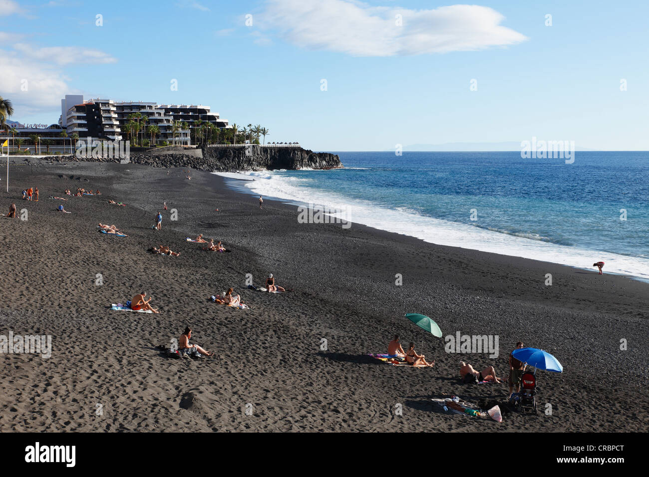 Beach of Puerto Naos with the Sol Hotel, La Palma, Canary Islands, Europe, PublicGround Stock Photo