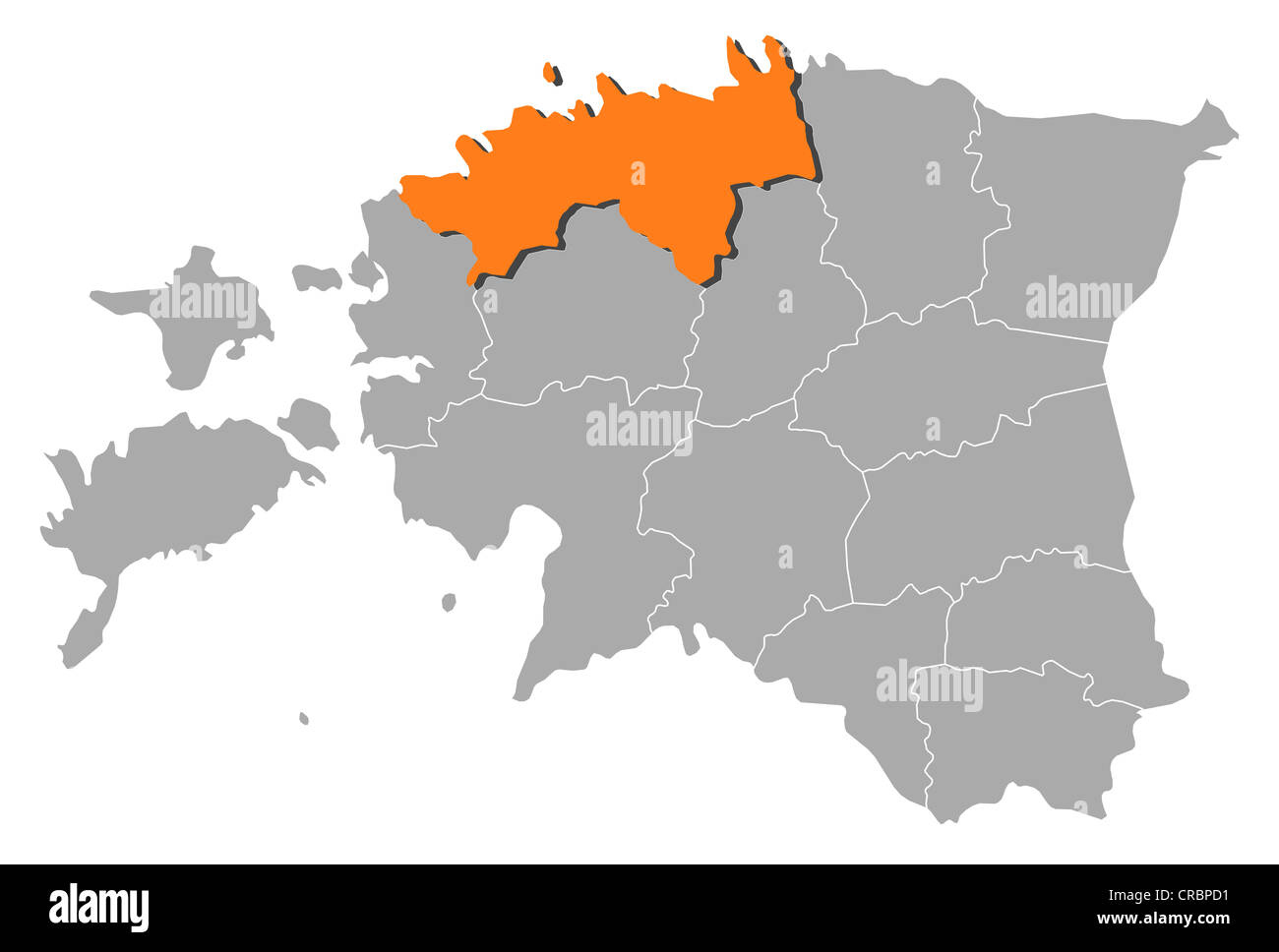 Political map of Estonia with the several counties where Harju is ...