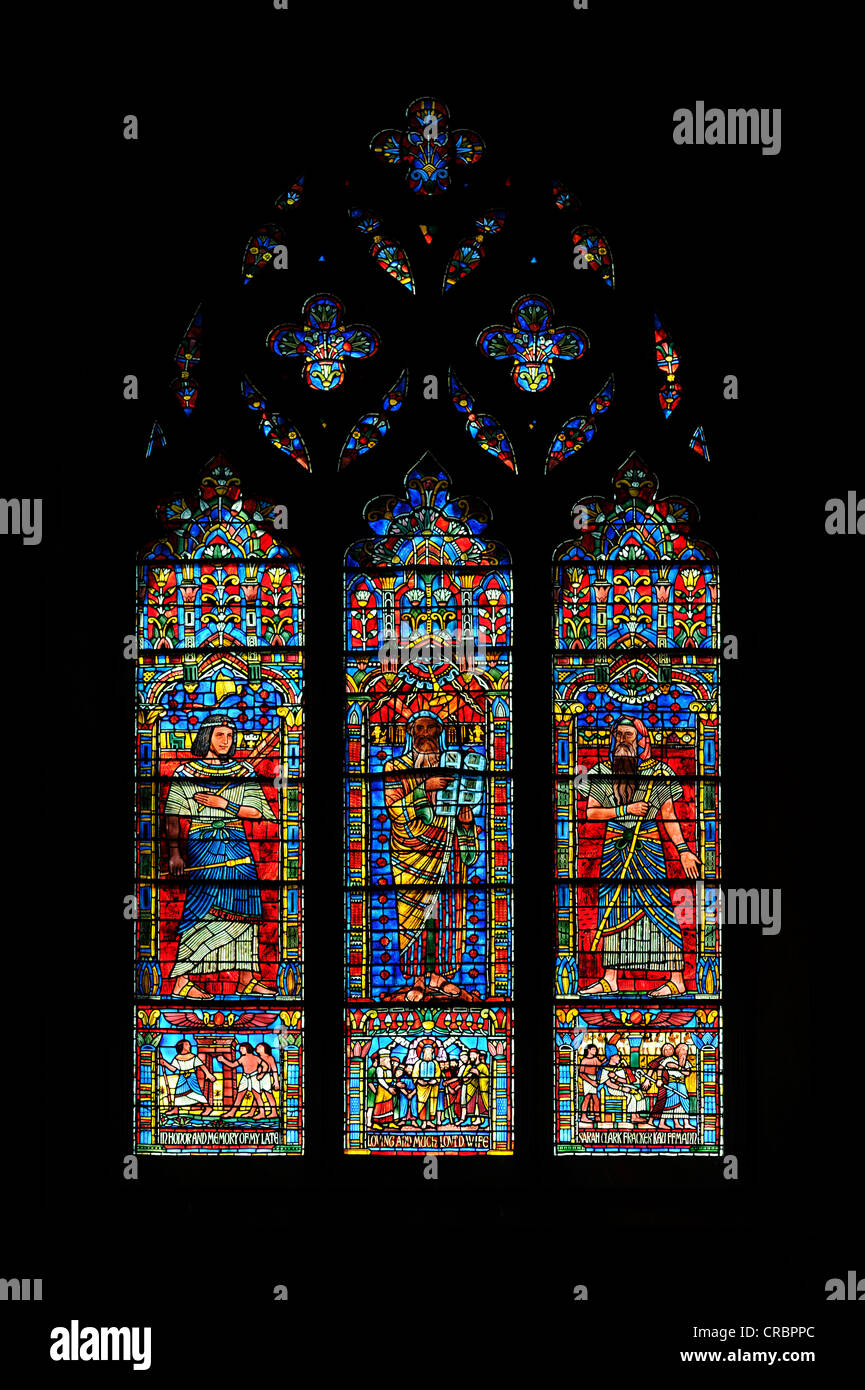 Moses window by Lawrence Saint, stained glass window, Washington National Cathedral or Cathedral Church of Saint Peter and Saint Stock Photo