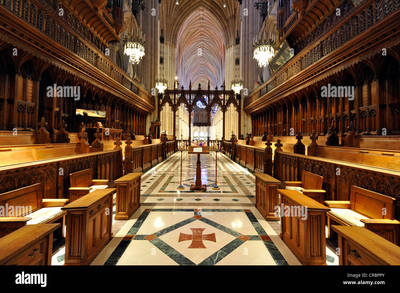 Choir area, Washington National Cathedral or Cathedral Church of Saint Peter and Saint Paul in the diocese of Washington Stock Photo