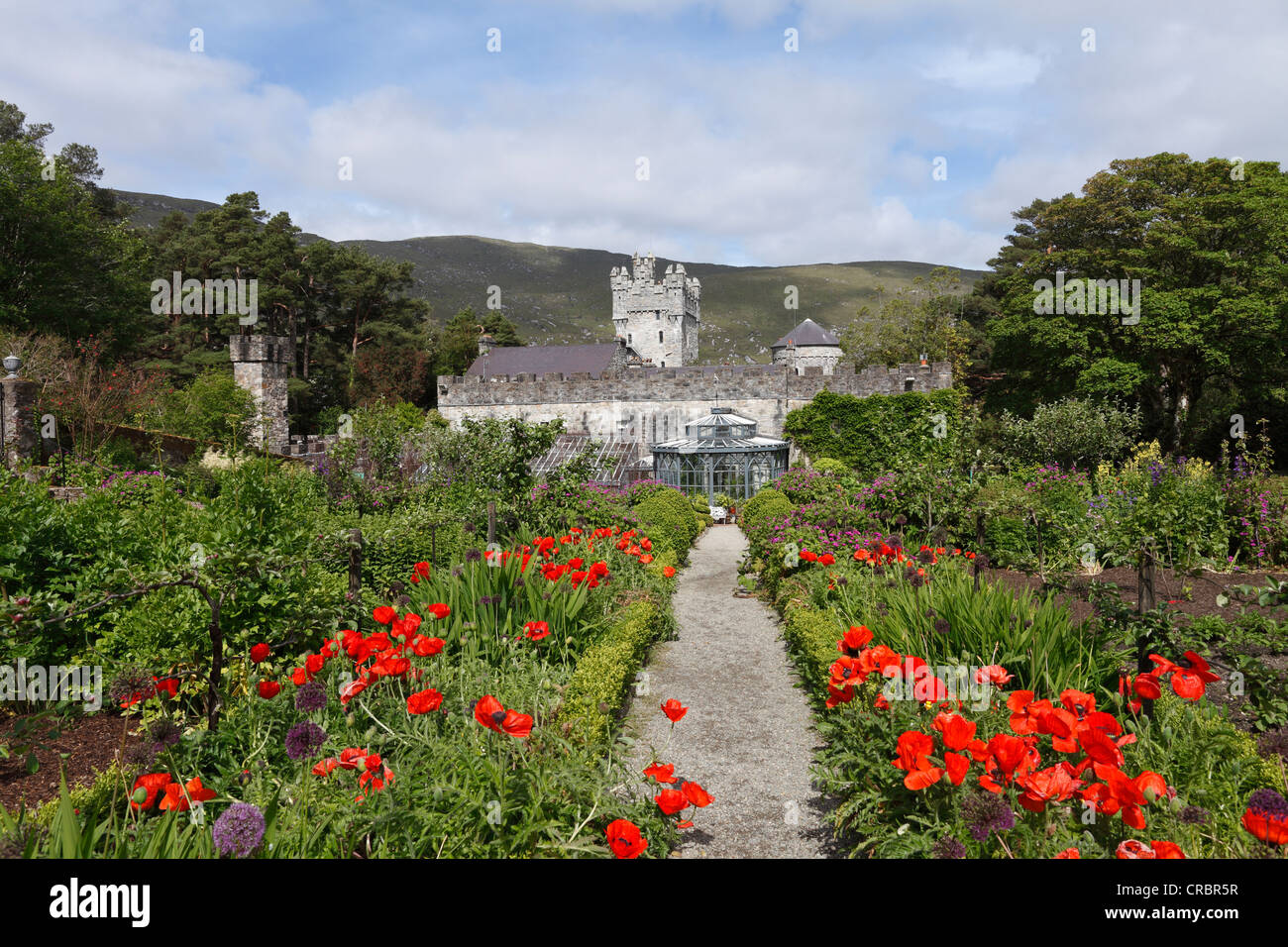 Walled garden, Glenveagh Castle and Gardens, Glenveagh National Park, County Donegal, Ireland, Europe Stock Photo