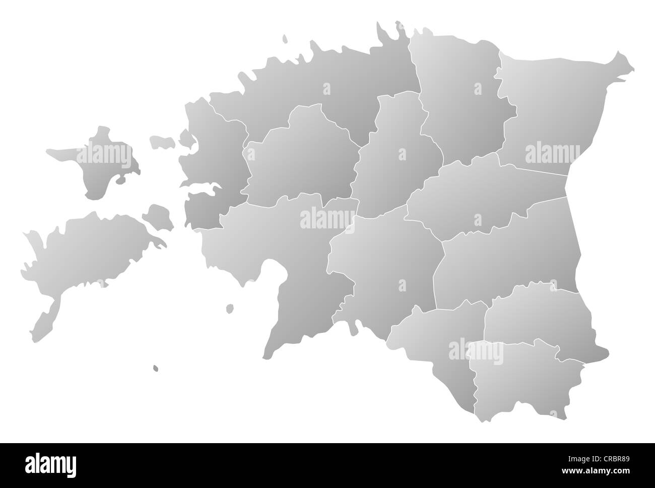 Political map of Estonia with the several counties. Stock Photo
