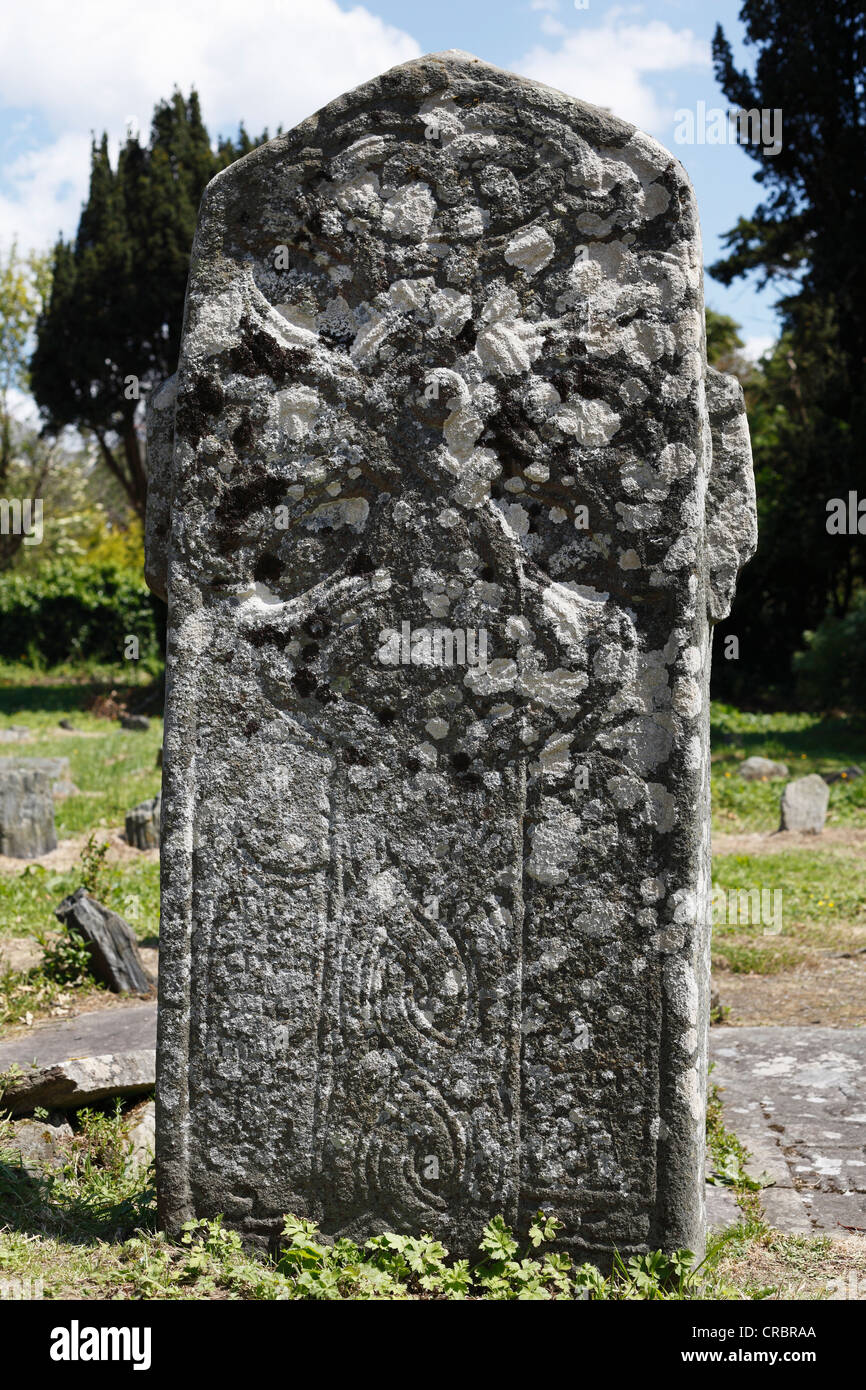 St Mura Cross Slab, Celtic relief, Fahan, Inishowen Peninsula, County Donegal, Ireland, British Isles, Europe Stock Photo