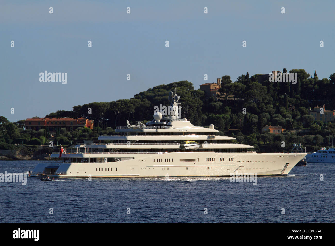 Luxury motor yacht Eclipse, longest yacht in the world, as of 2012, c 163m long, owned by Roman Abramovitch, built by shipyard Stock Photo