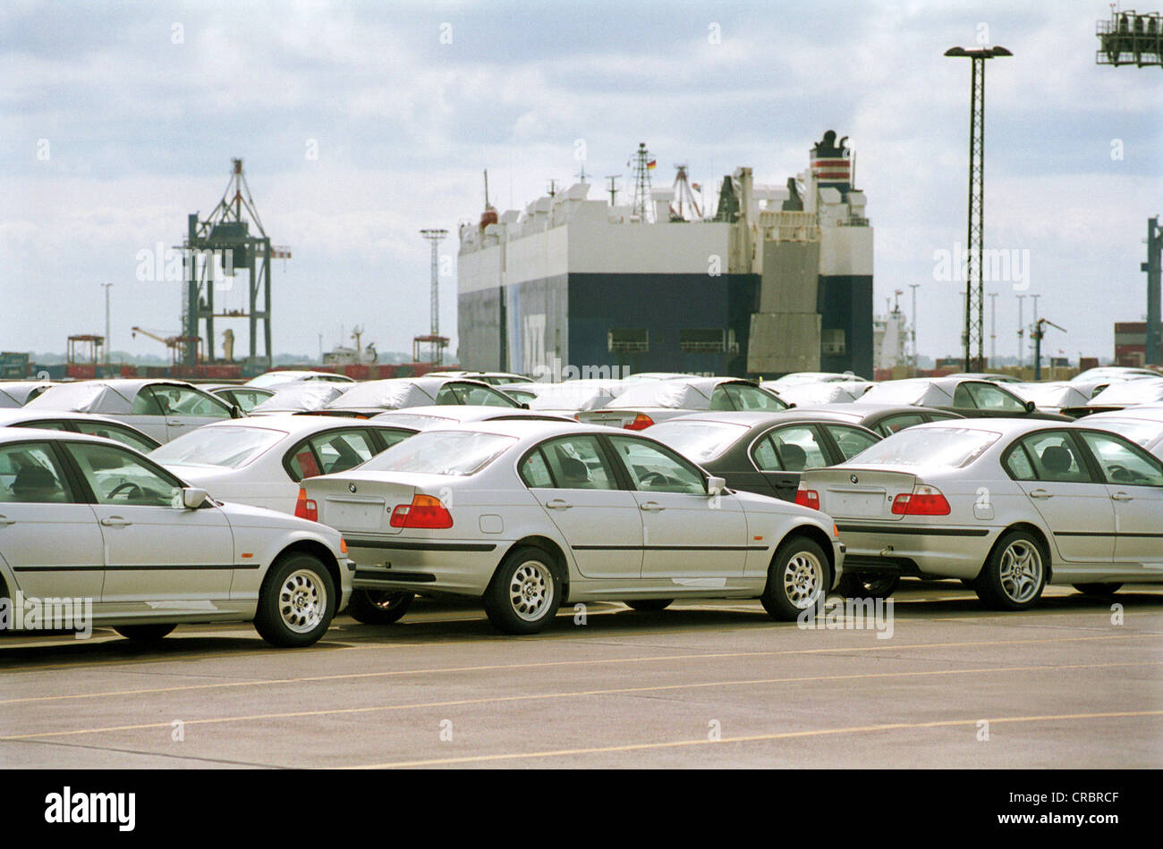 BMW cars in Bremerhaven (Import / Export) Stock Photo
