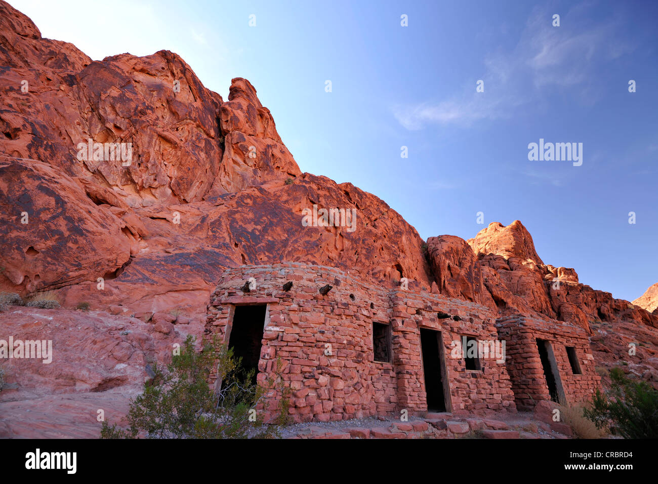 Ruins of houses from 1935, Civilian Conservation Corps or CCC of the conservation authority, Valley of Fire State Park, Nevada Stock Photo