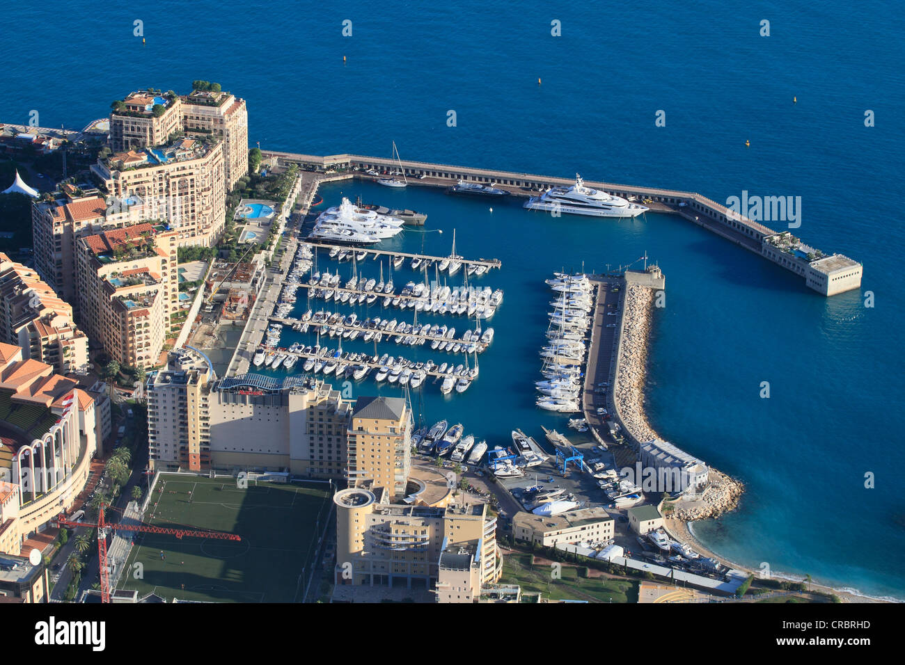Marina of Cap d'Ail, adjacent to the Fontvieille quarter, Monaco, Département Alpes-Maritimes, Région Provence Alpes Côte d'Azur Stock Photo