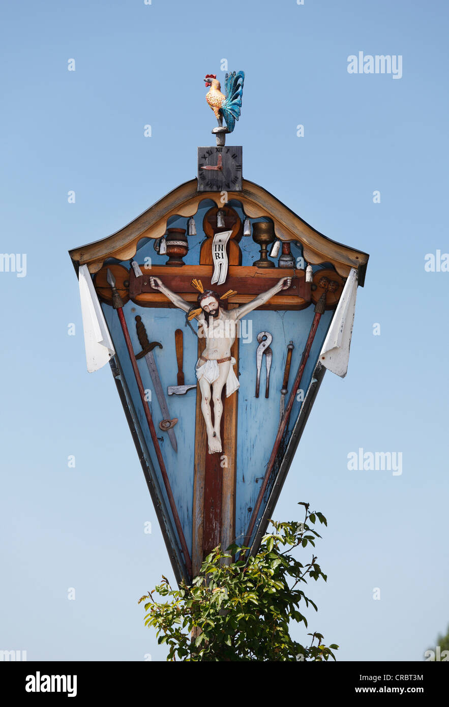 Wayside cross in Langenegg, Bregenzerwald region, Vorarlberg, Austria, Europe, PublicGround Stock Photo