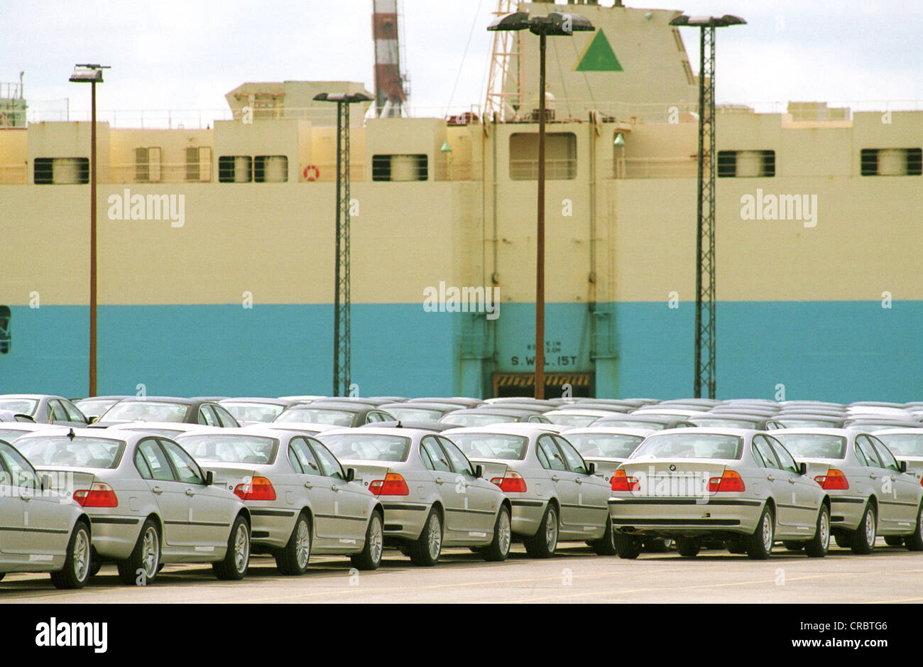 BMW cars in Bremerhaven (Import / Export) Stock Photo