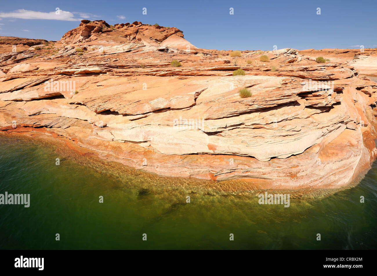 So-called bathwater line of the Antelope Canyon from Lake Powell, showing peak water levels, Page, Navajo Nation Reservation Stock Photo
