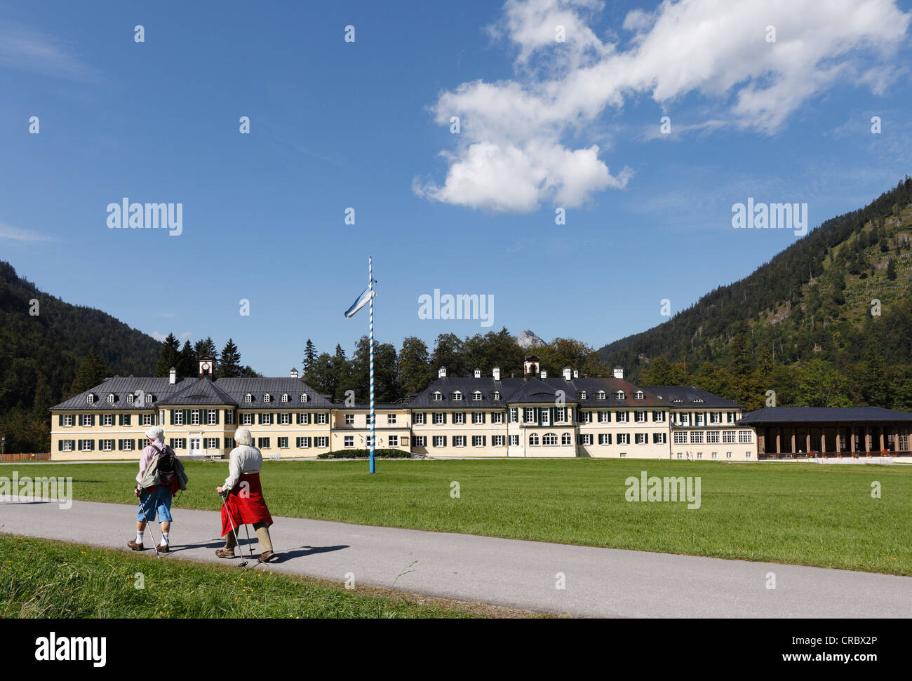 Neues Bad, educational centre of the Hanns-Seidel-Stiftung, Wildbad Kreuth, Tegernsee Valley, Upper Bavaria, Bavaria Stock Photo