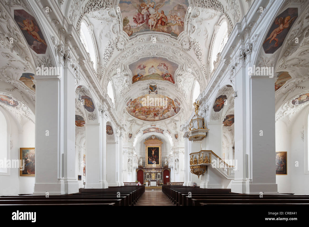 Parish church of St. Quirin, former monastery church, Tegernsee, Upper Bavaria, Bavaria, Germany, Europe Stock Photo