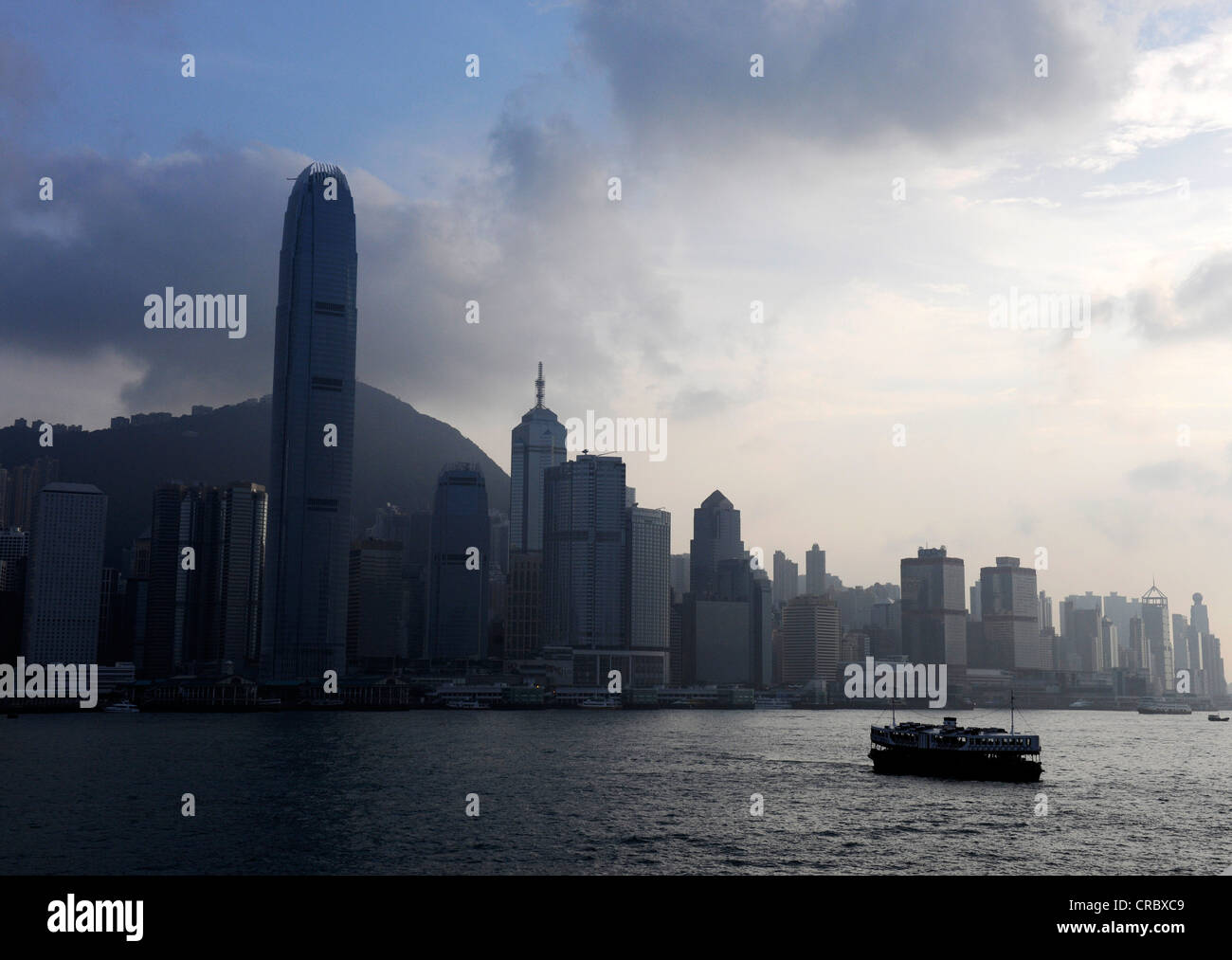 Hong Kong skyline, boat, China, Asia Stock Photo
