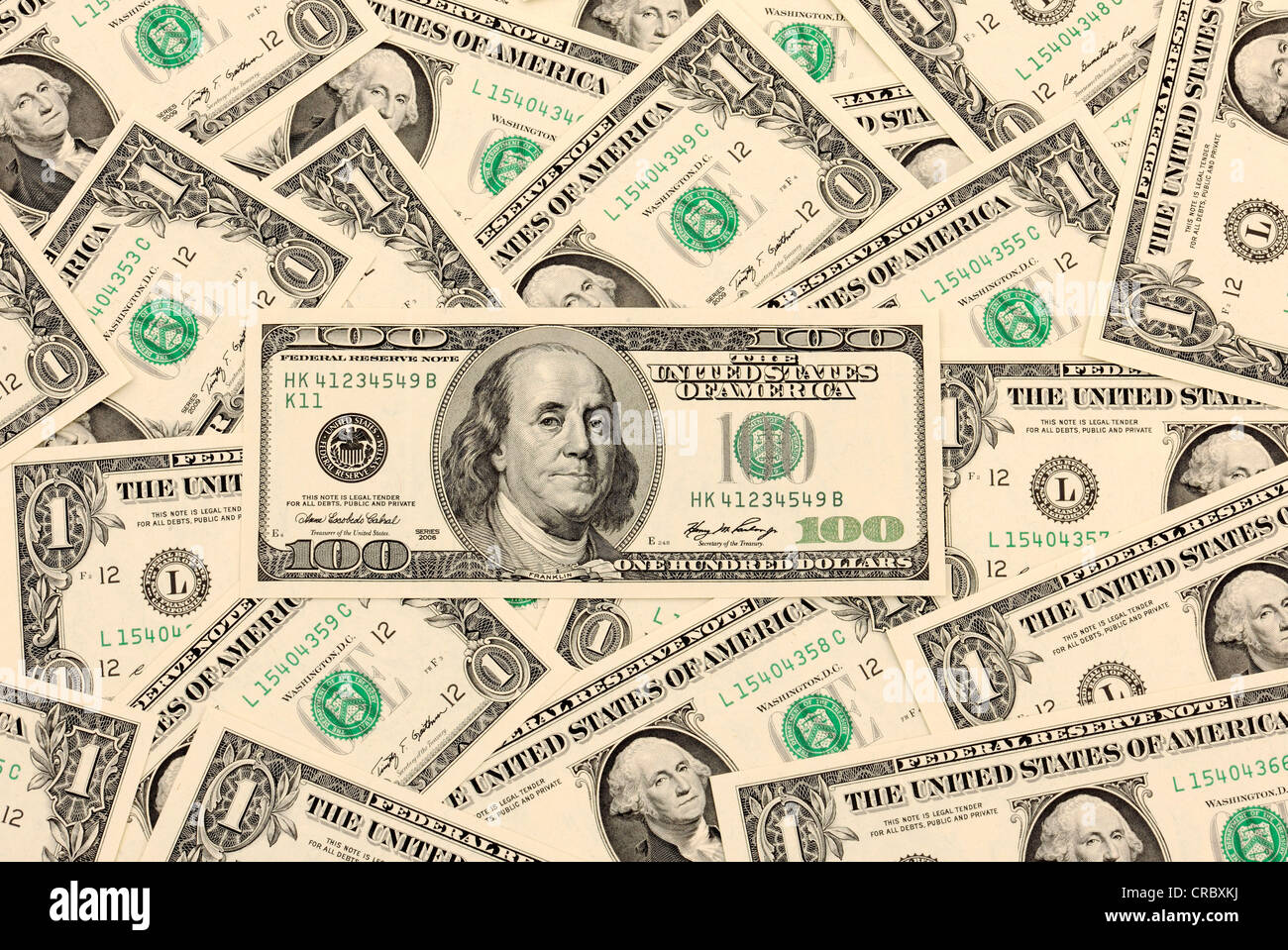 100 US dollar bills Stock Photo