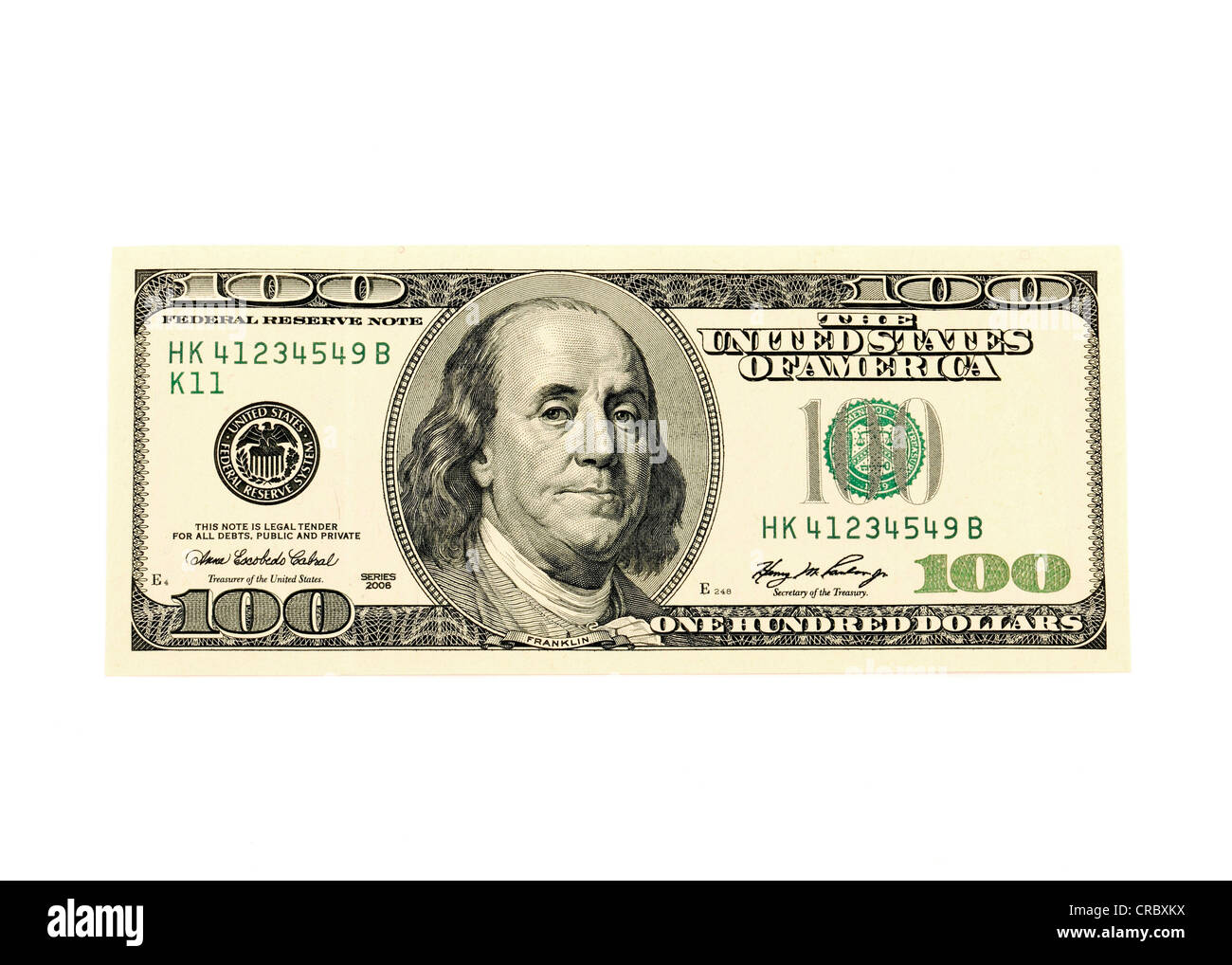 100 US dollar bill Stock Photo