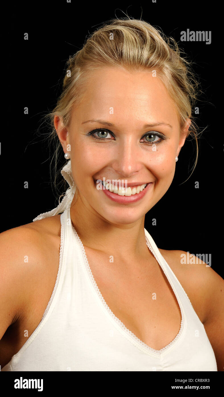 Woman white tank top hi-res stock photography and images - Alamy