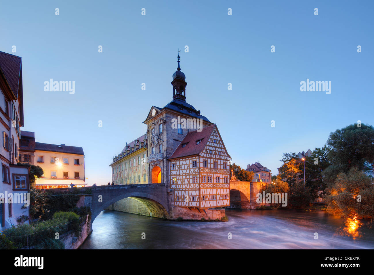 Old Town Hall, Regnitz, Bamberg, Upper Franconia, Franconia, Bavaria, Germany, Europe, PublicGround Stock Photo