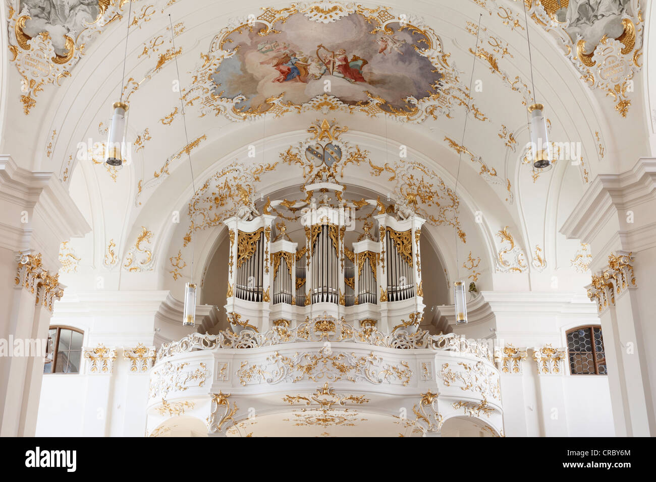 Organ, Schaeftlarn monastery church, Upper Bavaria, Bavaria, Germany, Europe Stock Photo