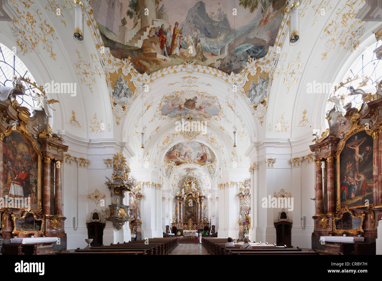 Rococo church, Schaeftlarn monastery church, Upper Bavaria, Bavaria, Germany, Europe Stock Photo
