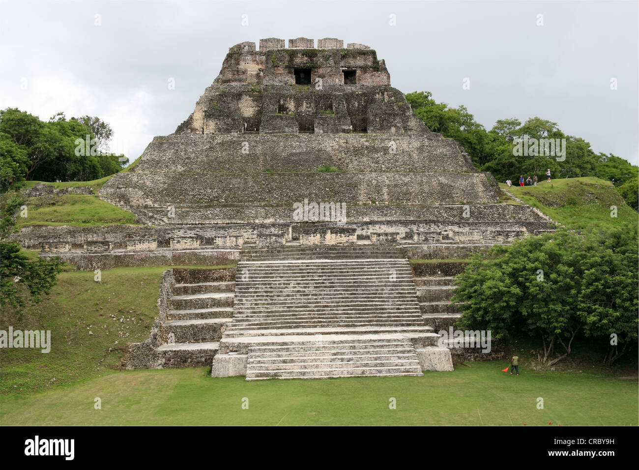 North side of 'El Castillo' Xunantunich, San Jose Succotz, San Ignacio, Cayo, west Belize, Central America Stock Photo