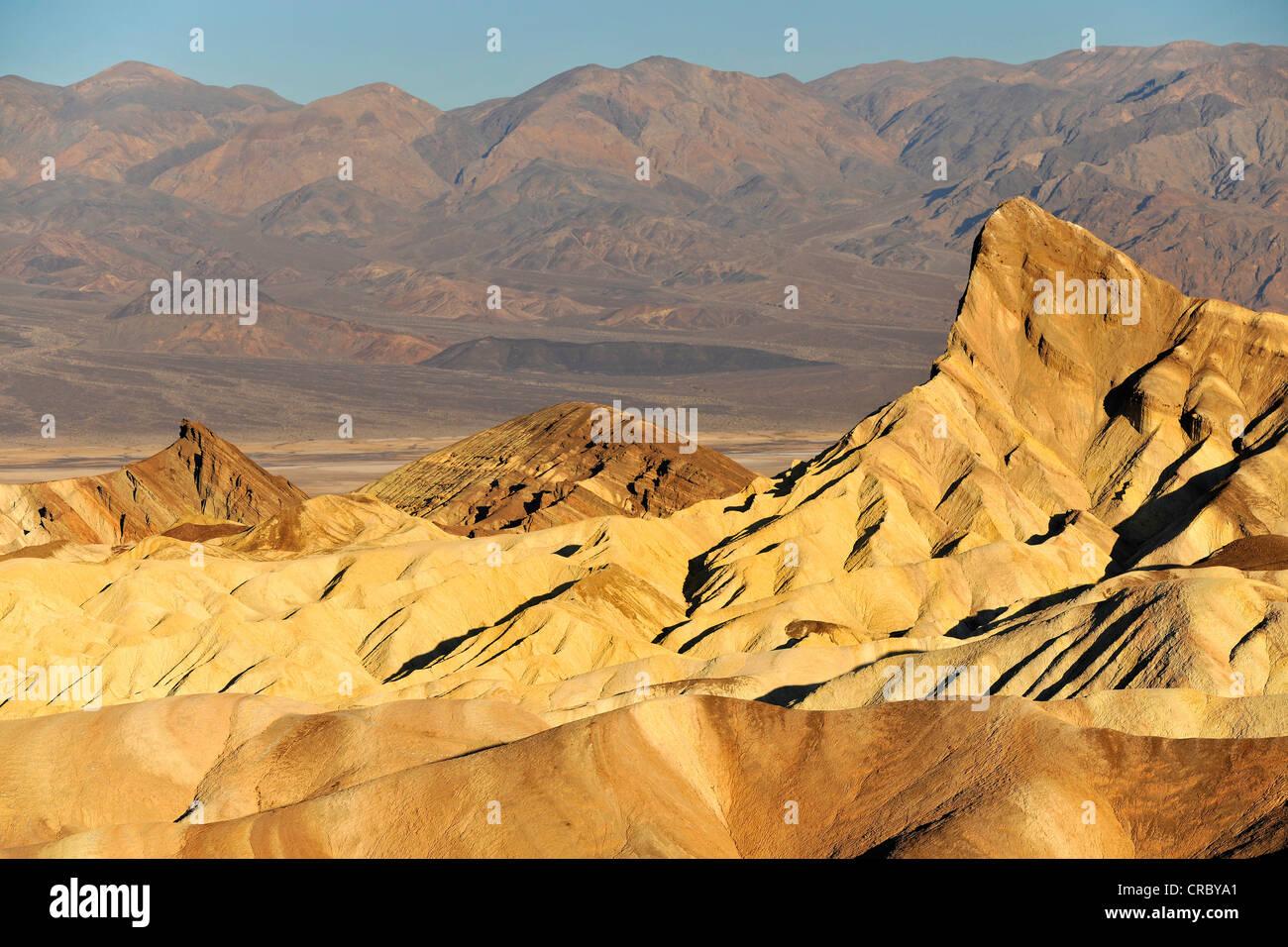 View from Zabriskie Point towards Manly Beacon with eroded rocks