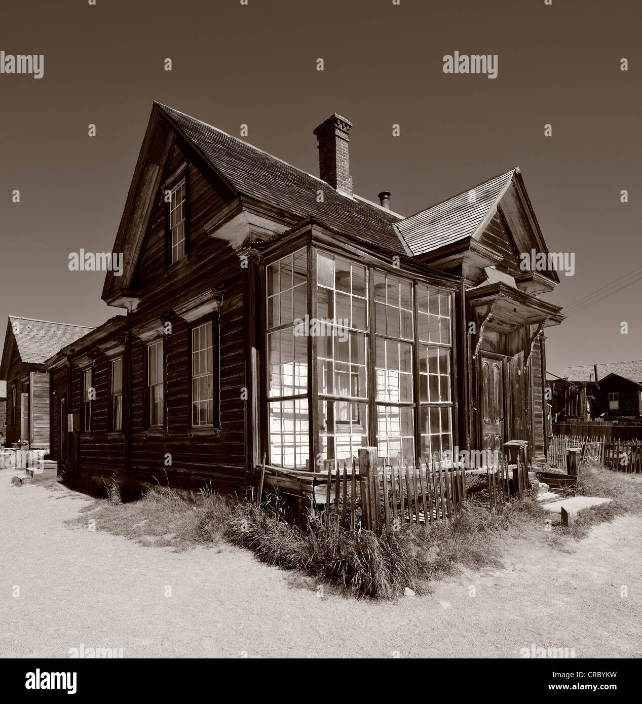 Residence of a wealthy citizen, James Stuart Cain, ghost town of Bodie, a former gold mining town, Bodie State Historic Park Stock Photo