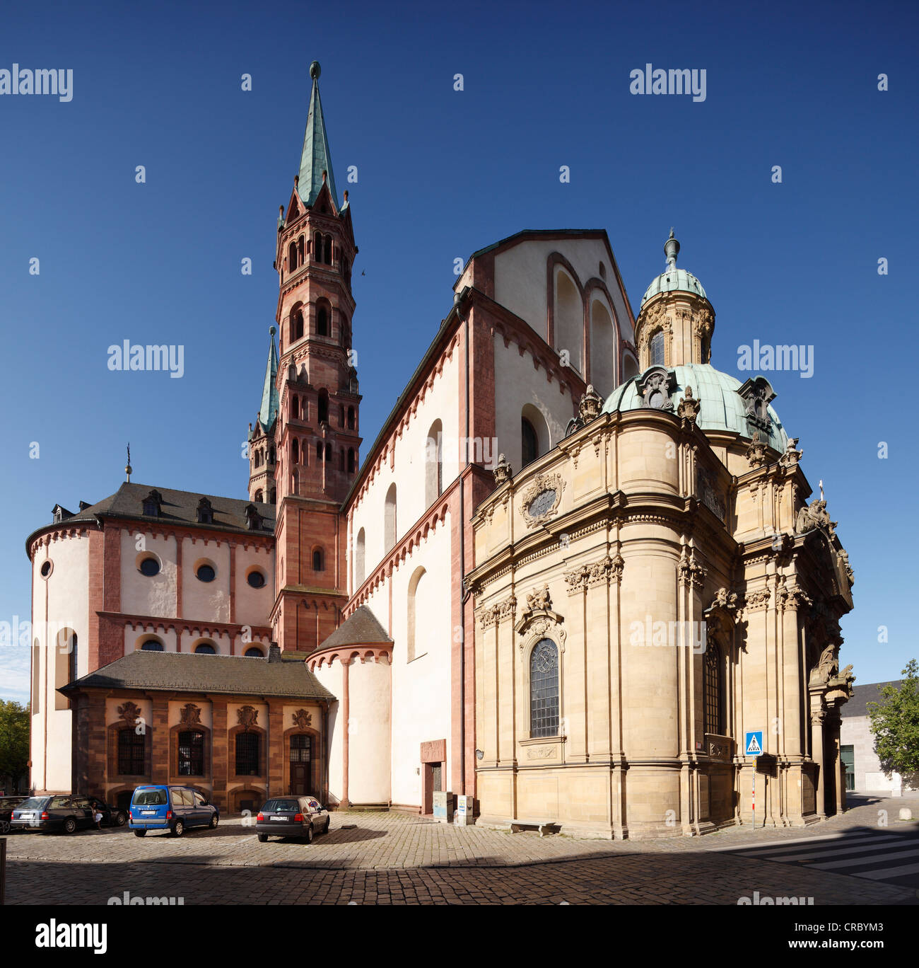 Wuerzburg Cathedral, Dom St. Kilian with Schoenborn Chapel, Wuerzburg, Lower Franconia, Franconia, Bavaria, PublicGround Stock Photo