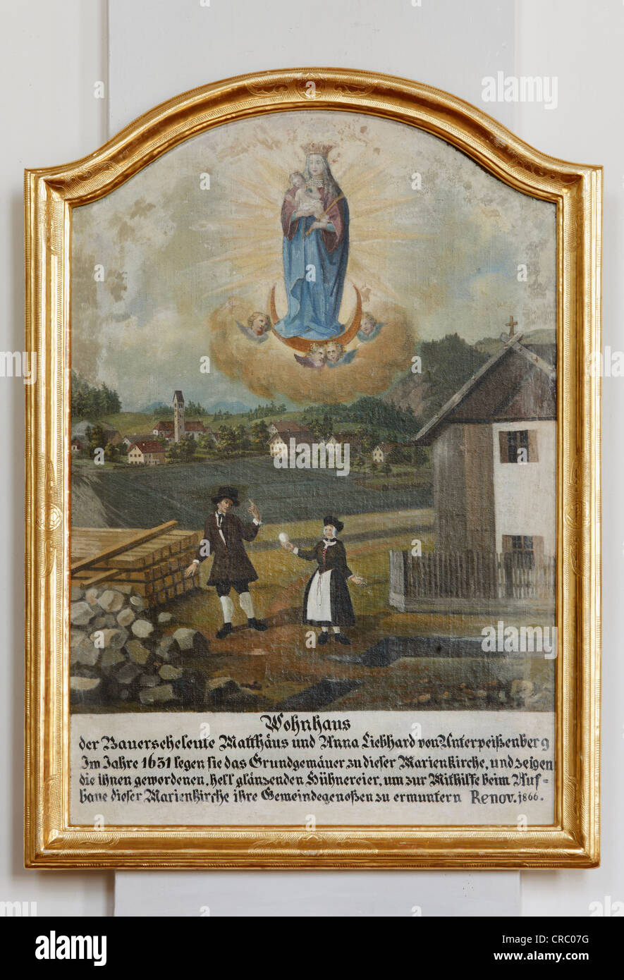 Painting of the for Egg miracle, pilgrimage church of Maria Aich, Peissenberg, Pfaffenwinkel, Upper Bavaria, Bavaria Stock Photo