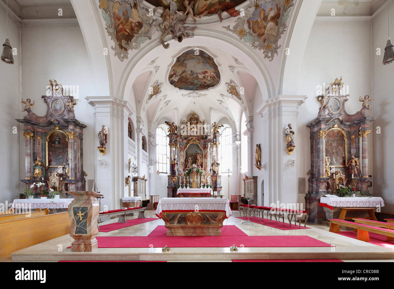 Parish Church of St. John the Baptist, Peissenberg, Pfaffenwinkel, Upper Bavaria, Bavaria, Germany, Europe Stock Photo