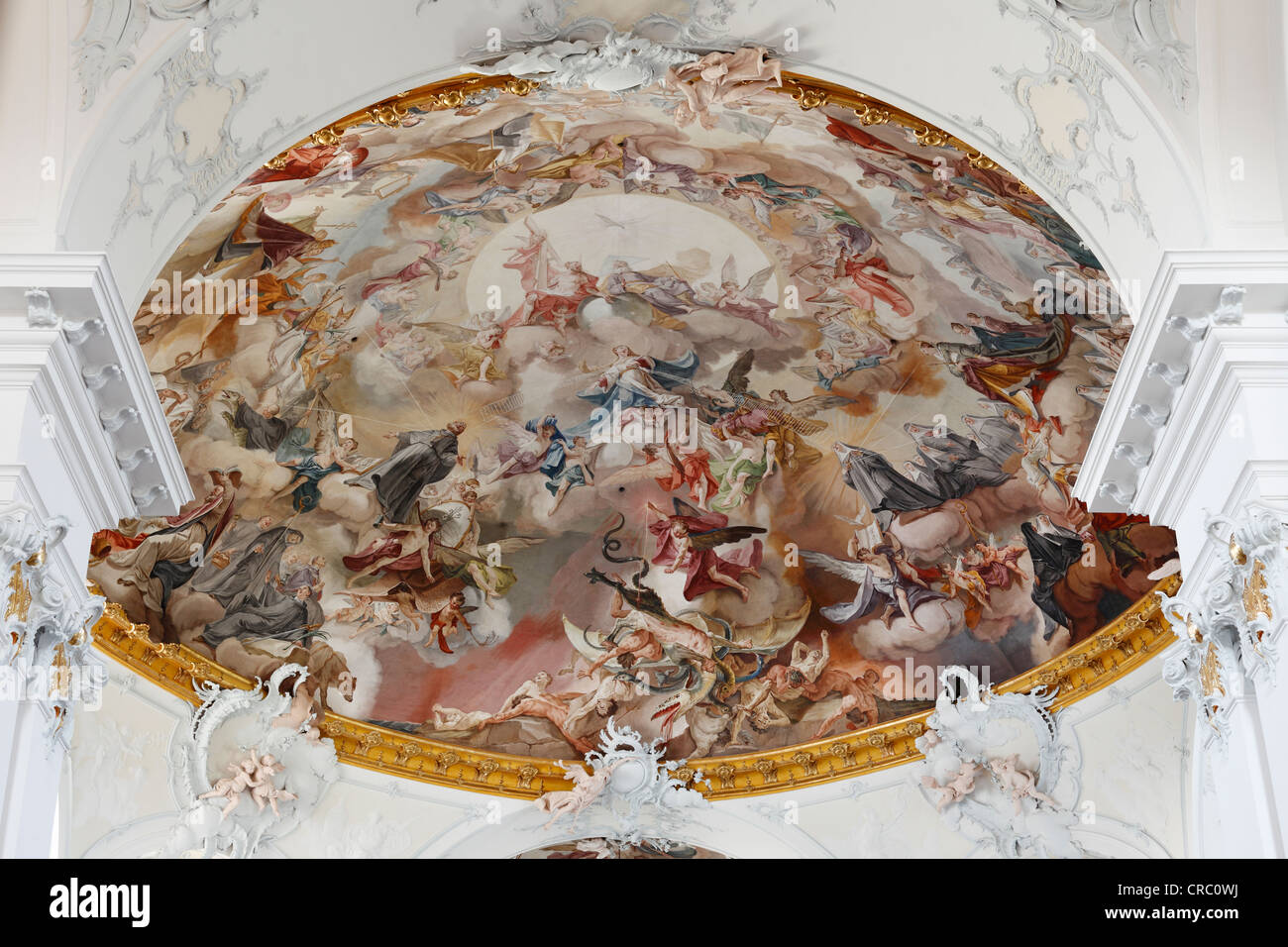Ceiling fresco by Matthaeus Guenther, Kloster Rott monastery, Rott am Inn, Upper Bavaria, Bavaria, Germany, Europe Stock Photo