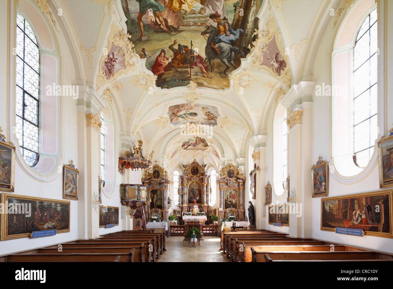 Pilgrimage Church of St. Marinus and Anian in Wilparting, Irschenberg district, Oberland, Upper Bavaria, Bavaria Stock Photo