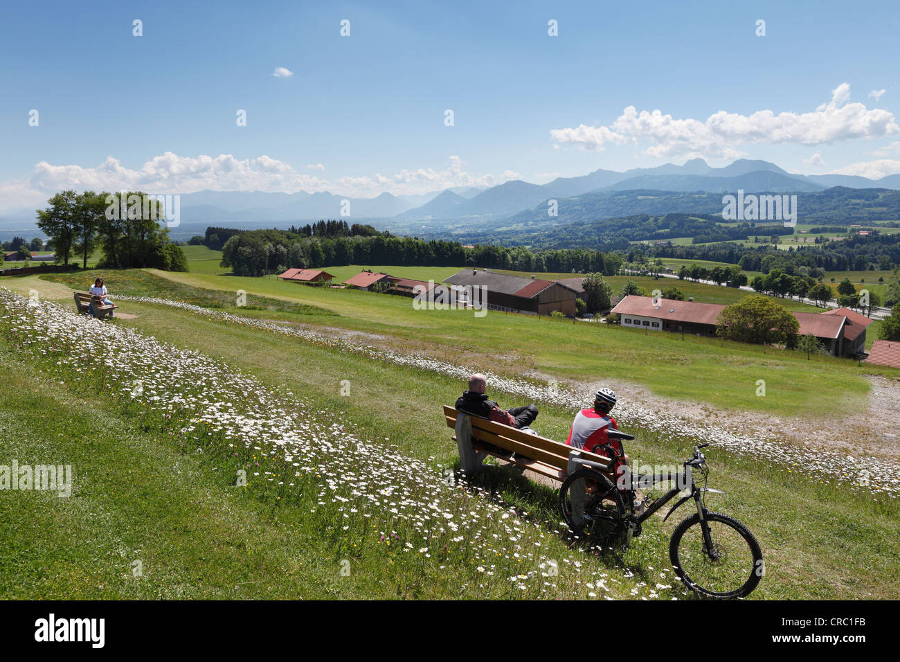 Lookout point, Irschenberg, Oberland, Upper Bavaria, Bavaria, Germany, Europe, PublicGround Stock Photo