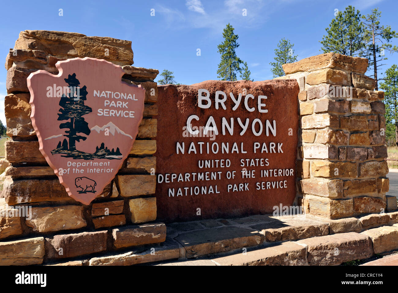 Entrance sign to Bryce Canyon National Park, Utah, United States of