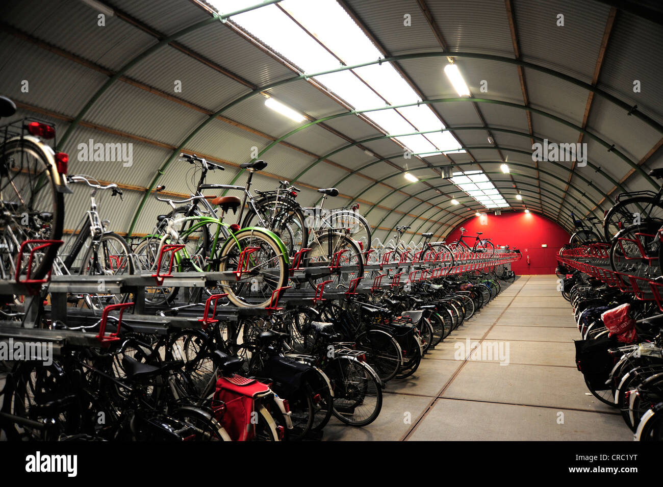 Storage for bicycles at Rotterdam railway station, typical storage for bicycles at railway stations in Holland, Nederland Stock Photo