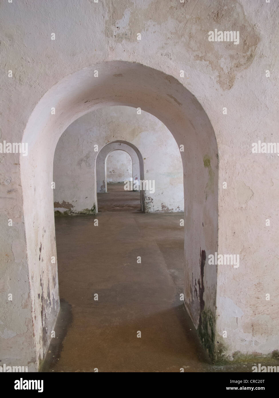 Archways inside El Morra Fortress in San Juan, Puerto Rico Stock Photo