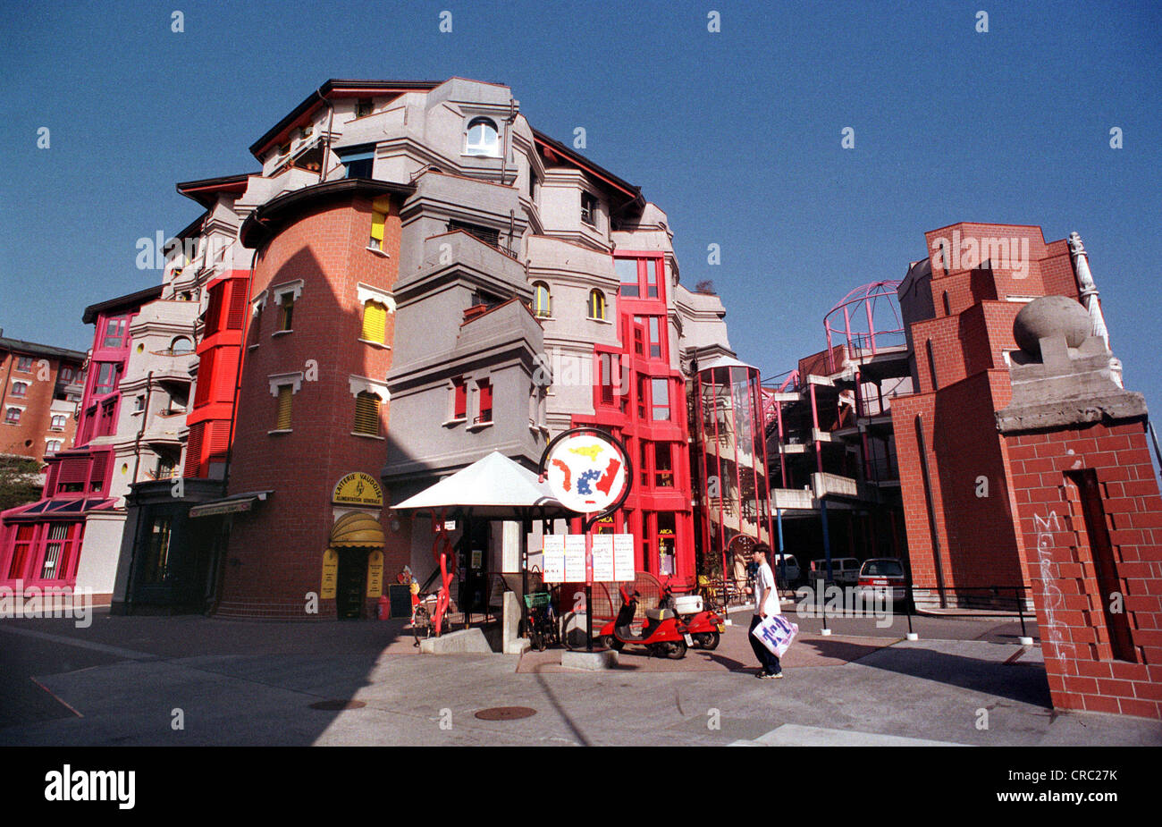 Modern architecture of a housing estate in Geneva, Switzerland Stock