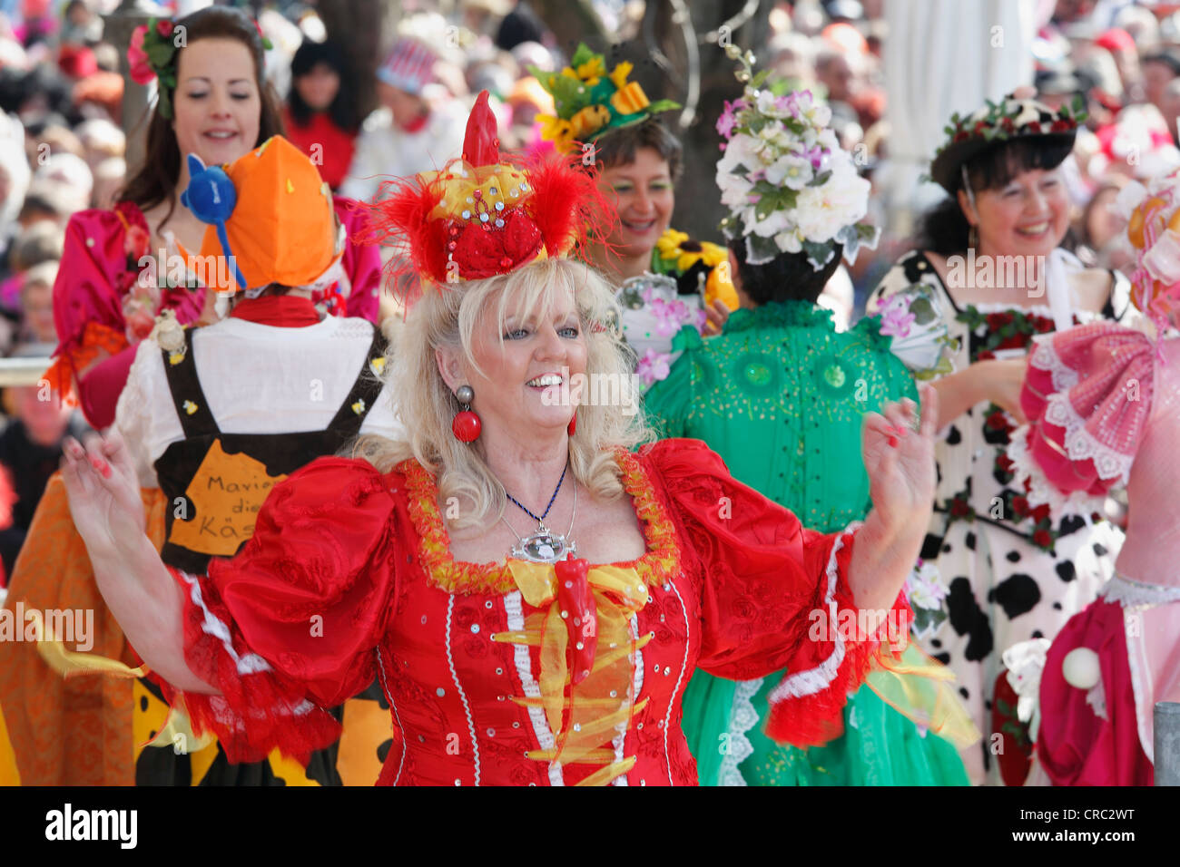 Dance of the market women, Shrove Tuesday, Viktualienmarkt square, Munich, Upper Bavaria, Germany, Europe Stock Photo