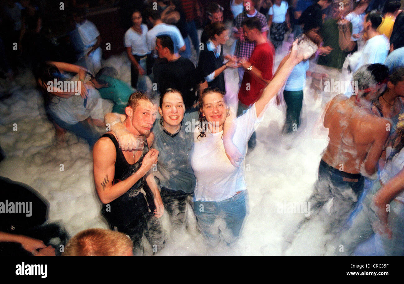Young people at a foam party in Bremen, Germany Stock Photo Alamy