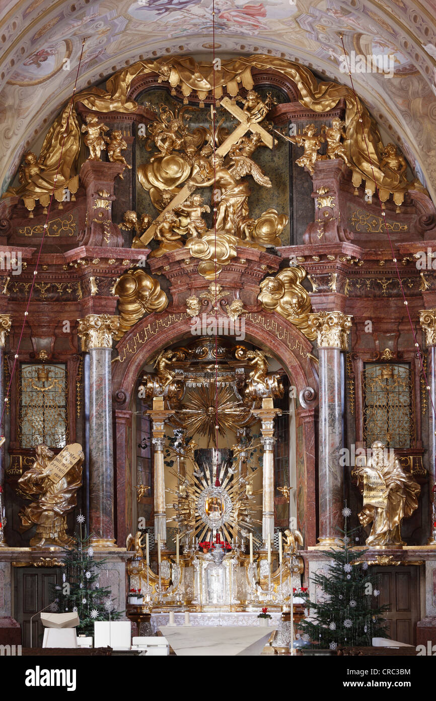 High altar by Joseph Matthias Goetz with miraculous image of the Virgin Mary, Pilgrimage Church of Maria Taferl Stock Photo