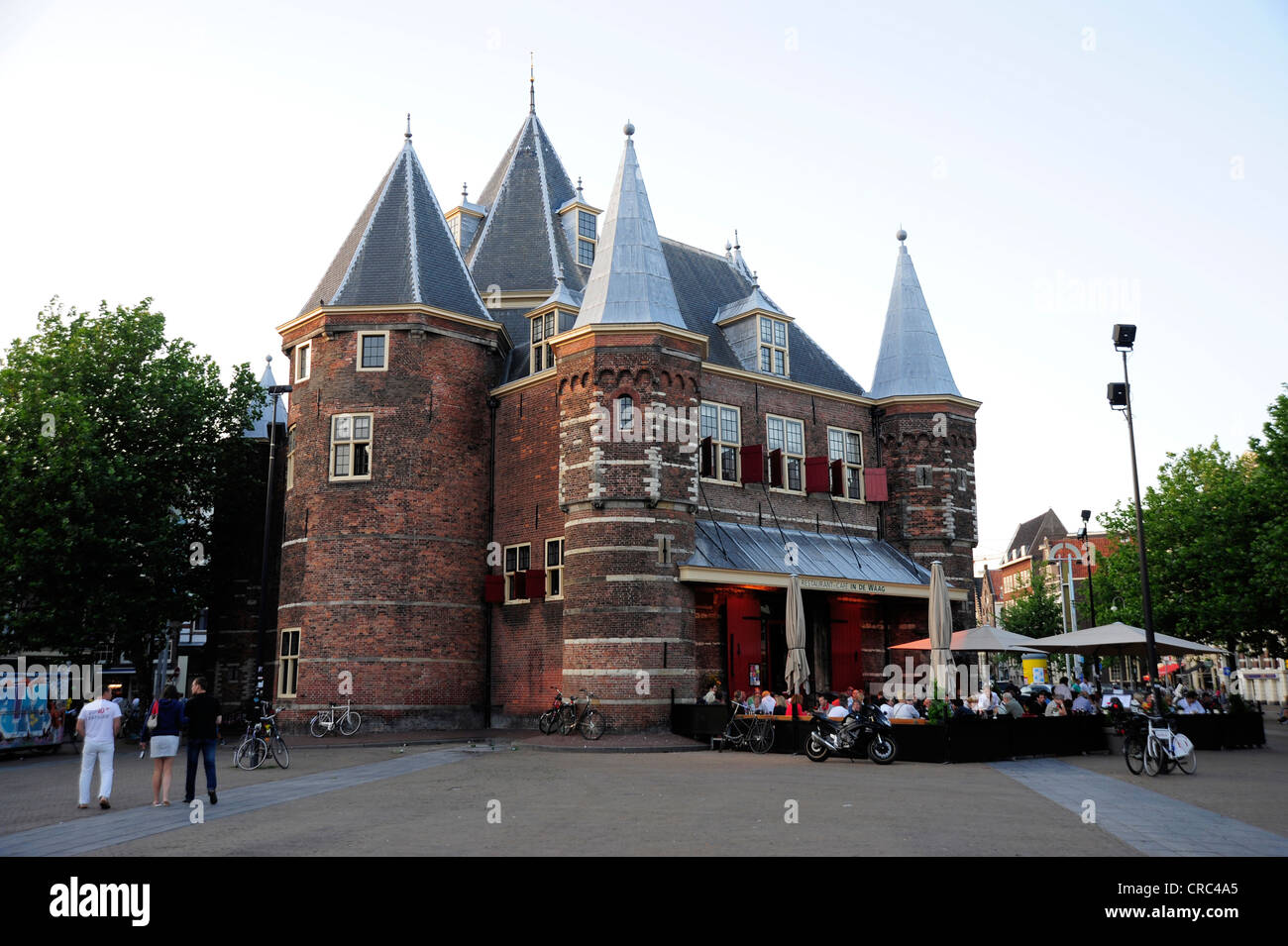 Restaurant Cafe In de Waag, former weigh house at the Nieuwmarkt square, historic city centre, , North Holland, the Netherlands Stock Photo