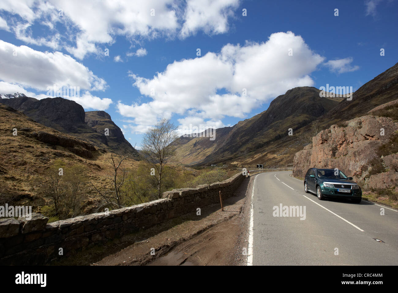 car on the a82 road through glencoe highlands scotland uk Stock Photo