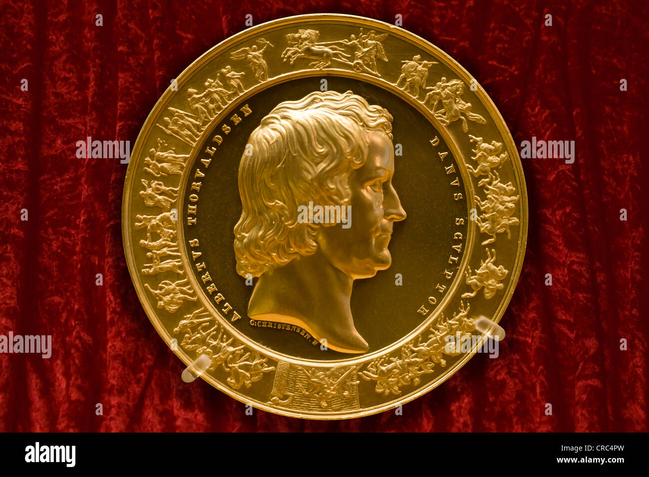 Portrait medal of the famous Danish sculptor Bertel Thorvaldsen Stock Photo