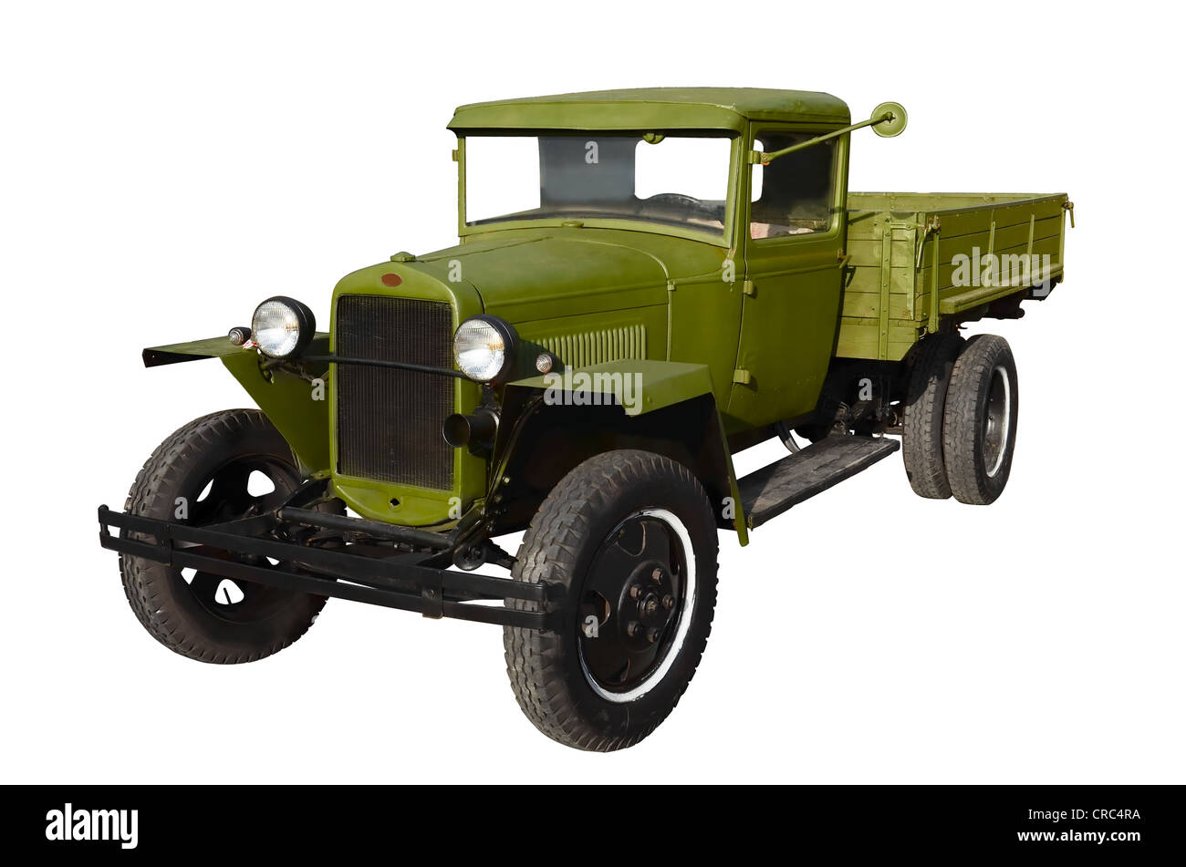 Green truck early twentieth century isolated on white Stock Photo