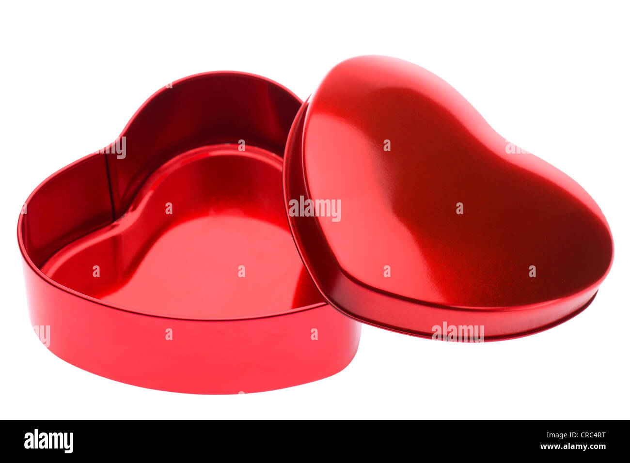 Red heart shaped gift box, empty Stock Photo